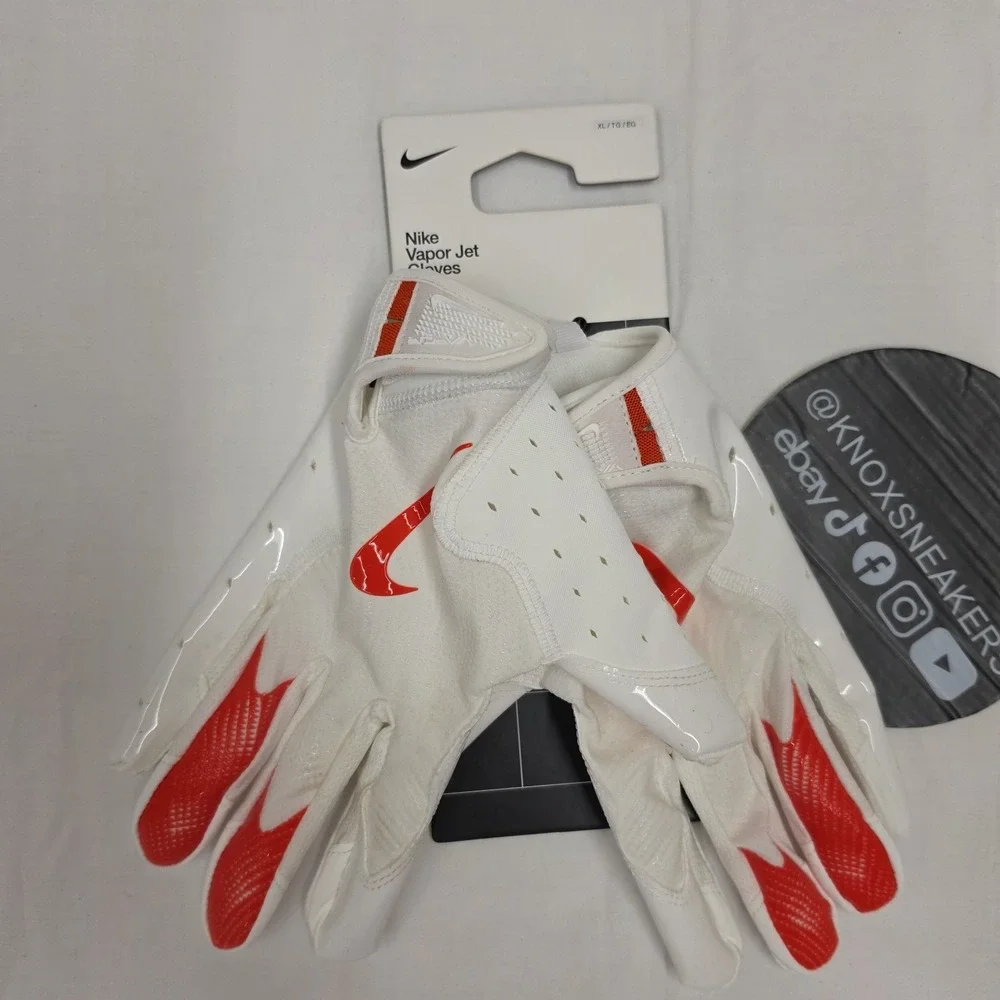 Nike Vapor Jet Football Gloves White Red Men's Size XLarge